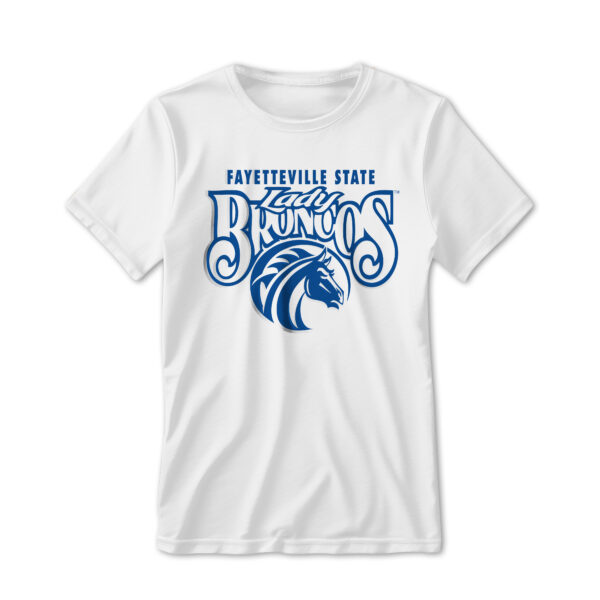 '25 Unisex Fayetteville State White Tee w/ Lady Athletic Mark