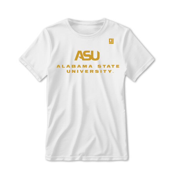 '25 Unisex Alabama State White Tee w/ Logo 1