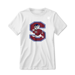 '25 Unisex SC State White Tee w/ Full Color Bulldog