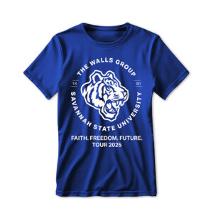 '25 Unisex Savannah State Walls Group Homecoming Blue Tee 1